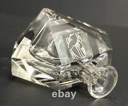 = 1920-30's Karl Palda Art Deco Crystal Perfume Bottle, Clear & Black, Bohemian