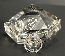 = 1920-30's Karl Palda Art Deco Crystal Perfume Bottle, Clear & Black, Bohemian