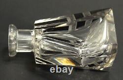 = 1920-30's Karl Palda Art Deco Crystal Perfume Bottle, Clear & Black, Bohemian