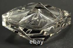 = 1920-30's Karl Palda Art Deco Crystal Perfume Bottle, Clear & Black, Bohemian