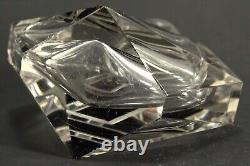 = 1920-30's Karl Palda Art Deco Crystal Perfume Bottle, Clear & Black, Bohemian