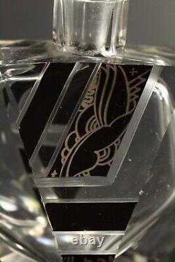 = 1920-30's Karl Palda Art Deco Crystal Perfume Bottle, Clear & Black, Bohemian