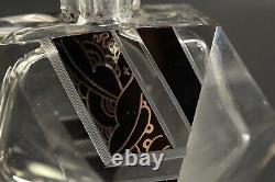 = 1920-30's Karl Palda Art Deco Crystal Perfume Bottle, Clear & Black, Bohemian