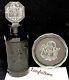 1920' Antique Czech Hoffman & Schlenvogt Perfume Black Bottle Crystal + Dish Set