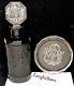 1920' Antique Czech Hoffman & Schlenvogt Perfume Black Bottle Crystal + Dish Set