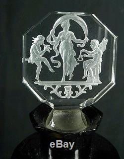 1920' Antique CZECH Hoffman & Schlevogt PERFUME BOTTLE BLACK CLEAR GLASS Crystal
