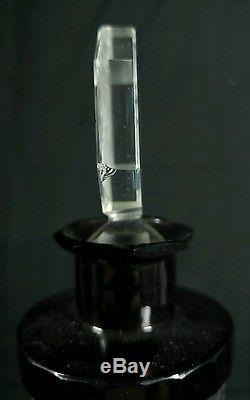 1920' Antique CZECH Hoffman & Schlevogt PERFUME BOTTLE BLACK CLEAR GLASS Crystal
