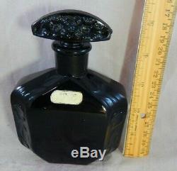1920s Antique 5 1/4 MON PECHE POIRET Paris Black Glass Perfume Bottle Octagonal