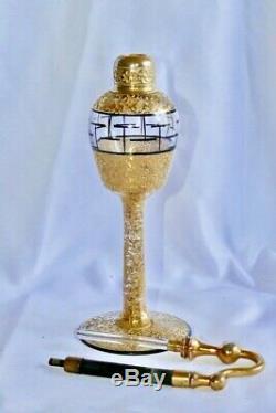 1920s DeVilbiss Art Deco Perfume Atomizer Bottle Black Gold Window Pane