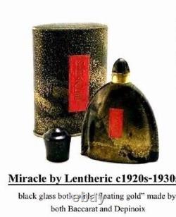 1924 Lentheric Miracle Black Glass Perfume Bottle withBox MADE BARRCARAT/DEPINOIX