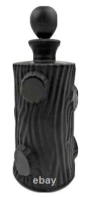 1930s Art Deco French Black Art Glass Tree Trunk Shaped Perfume Bottle & Stopper
