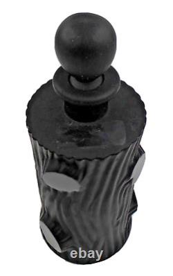 1930s Art Deco French Black Art Glass Tree Trunk Shaped Perfume Bottle & Stopper