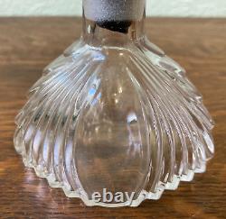 1930s New Martinsville Art Deco Perfume Bottle Clear & Black Glass Stopper Palm