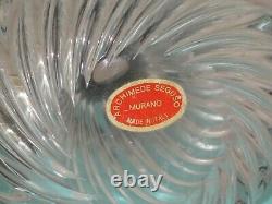 1950's ARCHIMEDE SEGUSO MURANO CLEAR BLACK SWIRL RIBBED PERFUME BOTTLE SIGNED