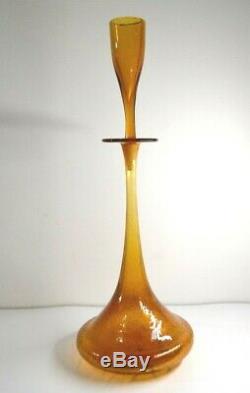 1961 BLENKO Shot Glass Stopper Bottle Decanter Amber Crackle Husted BLACK FRIDAY