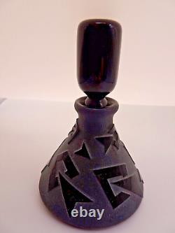 1983 Signed Correia Glass Black Cameo Cut Perfume Bottle Limited Edition 70/100