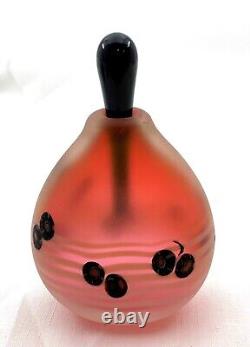 1986 Signed Art Glass Perfume Bottle & Stopper Pink Black Millefiori 4/86