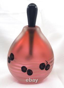 1986 Signed Art Glass Perfume Bottle & Stopper Pink Black Millefiori 4/86