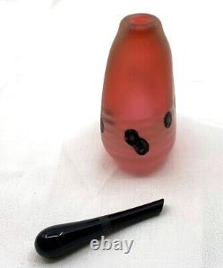 1986 Signed Art Glass Perfume Bottle & Stopper Pink Black Millefiori 4/86