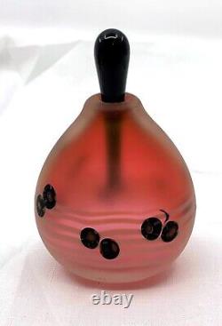 1986 Signed Art Glass Perfume Bottle & Stopper Pink Black Millefiori 4/86