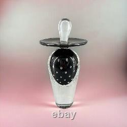 1994 Vtg Lewis Olson Art Glass Perfume Bottle Signed Bullicante Sommerso Black
