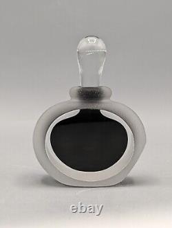 1999 Correia Art Glass Faceted Perfume Bottle Black Clear withDauber Signed