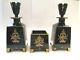 19th Cent. Moser Opaline Black Glass Hand Painted Bottles Perfume Set