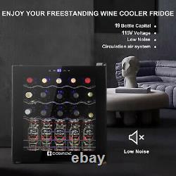 19 Bottle Wine Cooler Refrigerator Freestanding Compressor Temperature Stability