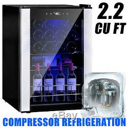 19 Bottles Wine Cooler Compressor Fridge Glass Door Cellar Bar with Metal Shelf