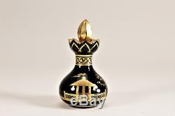 19thC Count Buquoys Glasshouse Hyalith Perfume Bottle Bohemian Asian Black Gold