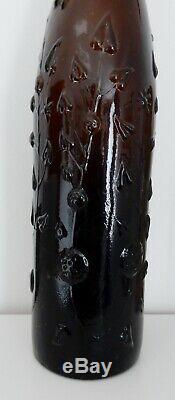 19th century Black glass Roses lime juice cordial bottle