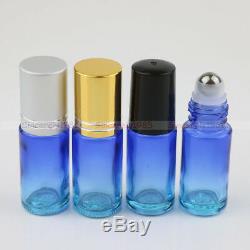 1X150X 5ml THICK Gradient Glass Roll On Bottles for Essential Oils Roller Vial