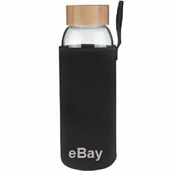 1 Liter Glass Water Bottle 34 oz Leak Proof with Bamboo Lid & Protective Sleeve