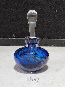 2001 Hal David Berger Art Glass Perfume Bottle Blue Black Red Swirls