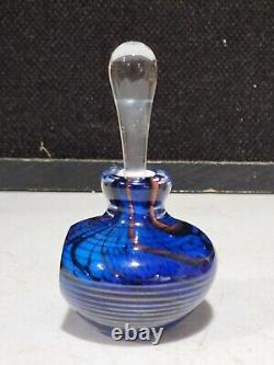 2001 Hal David Berger Art Glass Perfume Bottle Blue Black Red Swirls