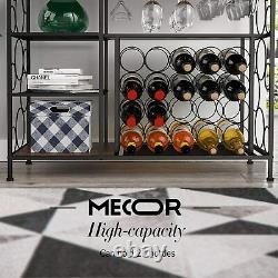 20 Bottle Metal Wine Rack Wine Storage Console Table Wine Display withGlass Holder