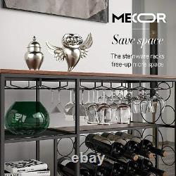 20 Bottle Metal Wine Rack Wine Storage Console Table Wine Display withGlass Holder
