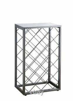 23 Bottle Wine Rack with Glass Table Top, Pewter