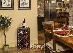 23 Bottle Wine Rack with Glass Table Top, Pewter