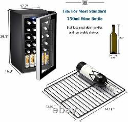 24 Bottle Wine Cooler Refrigerator Glass Door Fridge Compressor Freestanding