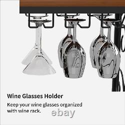 24 Bottle Wine Rack Storage Organizer Display Freestanding Wine Rack with Glass