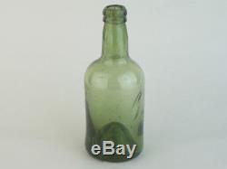 25120 Old Antique Glass Bottle Black Wine Freeblown Mallet Utility MINIATURE