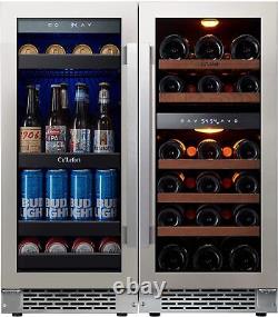28 Bottle+100 Can Built-In Combined Wine and Beverage Cooler Refrigerator Fridge