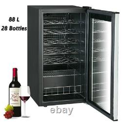 28 Bottle Compressor Wine Cooler Fridge Beverage Refrigerator Stainless Steel