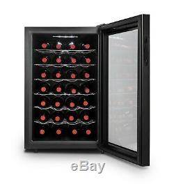 28 Bottle Thermoelectric Wine Cooler Glass Door Refrigerated Storage Unit Black