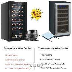 28 Bottle Wine Cooler Counter Top Wine Cellar Chiller Compressor Glass Door