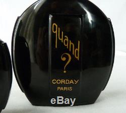 (2) Quand Corday Paris France Black Crystal Perfume Bottles Circa. 1935