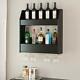 2 Shelves Wood Floating Wine Liquor Rack Bottle Glass Holder Wall Mount Display
