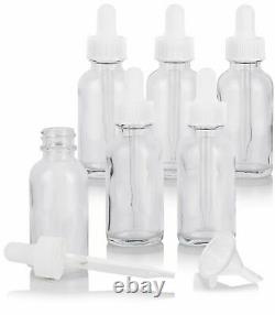 2oz Boston Glass Bottle With White or Black with Child Proof Glass Eye Dropper