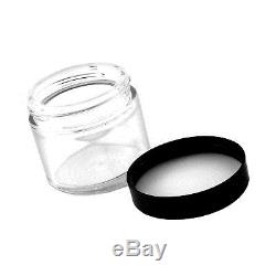 2oz Straight Sided Clear Glass Jars (12 pack) Airtight Glass Jar with Black P